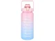 Motīvējošā ūdens pudele ar salmiņu 2000 ml, Rozā/Zila