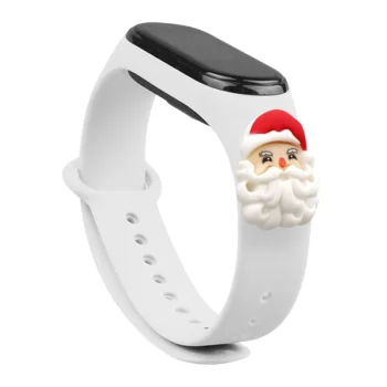 Siksniņa Strap Xmas Xiaomi Mi Band 3 / 4, Santa Claus, balta