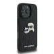 Karl Lagerfeld iPhone 16 Pro vāciņš Monogram Karl & Choupette Head Pin, melns