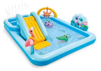 Intex 57161 piepūšamais ūdens rotaļu laukums ar slidkalniņu, zils