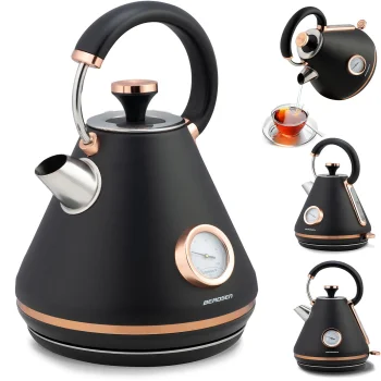 Berdsen BD-701 elektriskā tējkanna ar termometru, 1.7L, melna