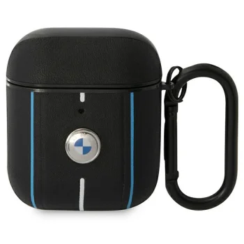 BMW Leather Color Lines maciņš Apple AirPods 1 / 2 Melns