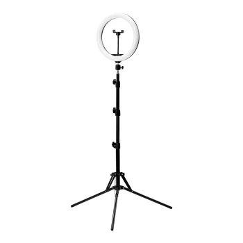Glow 10" gredzenveida lampa ar statīvu 10W, melna