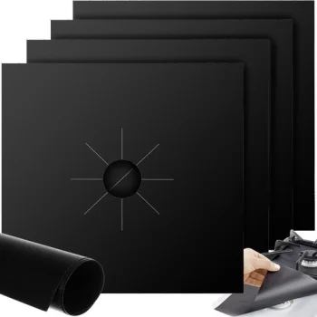 Atkārtoti lietojams teflona aizsargpaklājiņš (aizsargpārklājums) gāzes plītim, 4 gb. | Reusable Gas Stove...