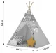 Telts Vigvams Spēļu Māja Bērniem ar Gaismas Virteni Nukido, Pelēka l Tepee Tent with Lights
