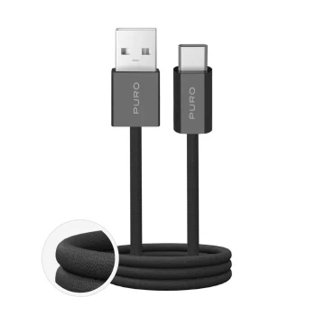 Puro Fabrik 2.0 USB-A uz USB-C pīts kabelis 10W 1.5m, melns