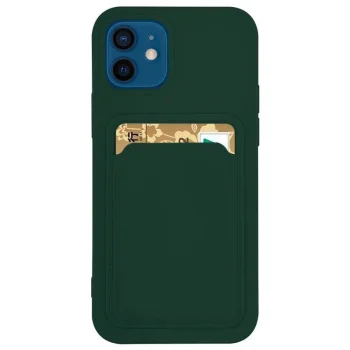 Silikona vāciņš Xiaomi Redmi 10X 4G / Note 9 ar kartes kabatu, tumši zaļš