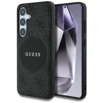 Guess 4G Round Patch Classic Logo MagSafe vāciņš Samsung Galaxy S25 Plus melns