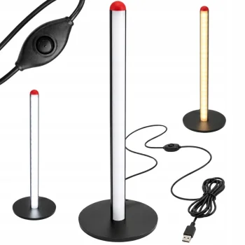 LED stāvlampa 50 cm, 3 gaismas krāsas, aptumšojama, melna