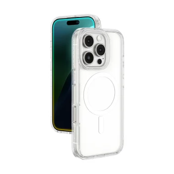 AmazingThing Titan Pro Mag vāciņš iPhone 16 Pro ar magnētisko gredzenu, caurspīdīgs