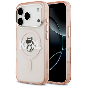Karl Lagerfeld IML Choupette Sketch Logo MagSafe vāciņš iPhone 17 Pro, Rozā
