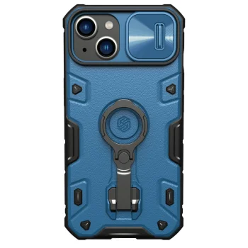 Nillkin CamShield Armor Pro vāciņš iPhone 14 Plus ar kameras vāciņu un gredzenu, zils