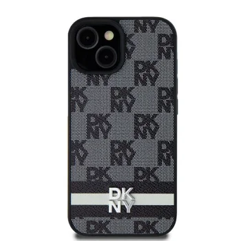 DKNY Samsung Galaxy S24 Ultra vāciņš Leather Checkered Mono Pattern, melns