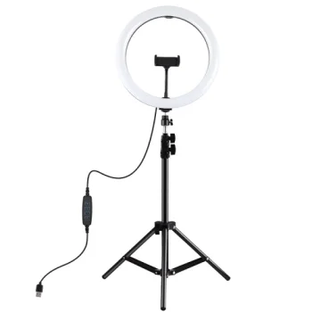 LED gredzena lampa 30 cm ar statīvu līdz 1,1 m un tālruņa turētāju