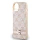 DKNY iPhone 15 / 14 / 13 vāciņš Checkered Mono Pattern & Printed Stripes, rozā