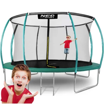 Neo-Sport NS-14C181 dārza batuts 435 cm (14ft) ar iekšējo tīklu, zaļš