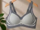 Sieviešu sporta krūšturis ar push-up efektu, bezvīļu, pelēks, 2XL