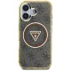 Guess IML Metal Glitter 4G Circle Triangle MagSafe vāciņš iPhone 16, brūns