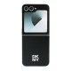 DKNY Leather Metal Stack Logo vāciņš Samsung Galaxy Z Flip 6, melns