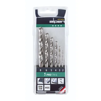 Metāla urbju komplekts Alpen Pro TM 6 HSS, 6 gab. (2-8 mm)