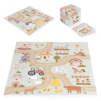 Ecotoys EVA putu puzles paklājiņš bērniem, Ferma, 90.5x90.5 cm, 21 elements
