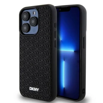 DKNY iPhone 15 Pro Max vāciņš 3D Rubber Repeat Pattern, melns