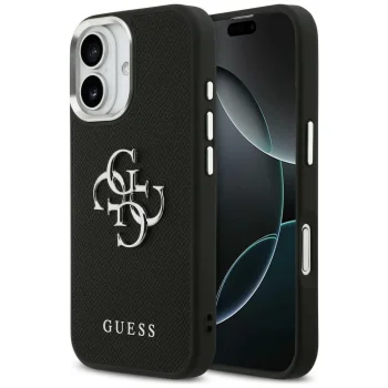 Guess Grained Big 4G Classic Logo vāciņš iPhone 17, melns