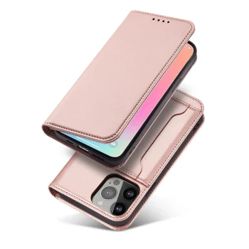 Magnet Card Case iPhone 13 Pro maciņš ar karšu turētāju Pink