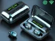 Bezvadu austiņas F9-5 TWS Bluetooth 5.0 ar uzlādes futrāli-powerbank, melnas