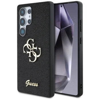 Guess Fixed Glitter Big 4G Metal Logo vāciņš Samsung Galaxy S25 Ultra, melns