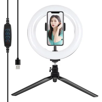 Puluz PKT3073B statīvs ar 20 cm LED riņķa lampu un tālruņa turētāju