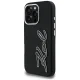 Karl Lagerfeld FW Grained Signature Logo iPhone 16 Pro vāciņš, melns