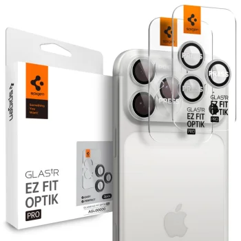 Spigen Optik Pro EZ FIT kameras aizsargstikls iPhone 16 Pro / Max / 17 Pro / Max, 2 gab., Sudraba