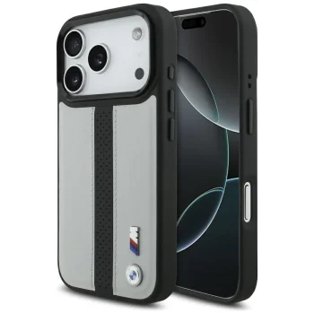 BMW M Perforated Stripe Logo MagSafe vāciņš iPhone 17 Pro, pelēks