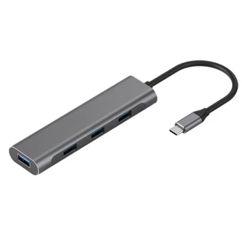 USB Type-C uz 4x USB 3.0 adapteris sadalītājs, pelēks