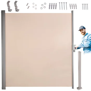 LUARO atlokāma sānu markīze / terases aizslietnis, 180 x 400 cm, bēšs
