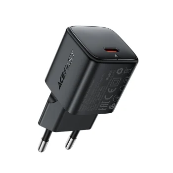 Acefast A117 GaN PD 20W USB-C sienas lādētājs, melns