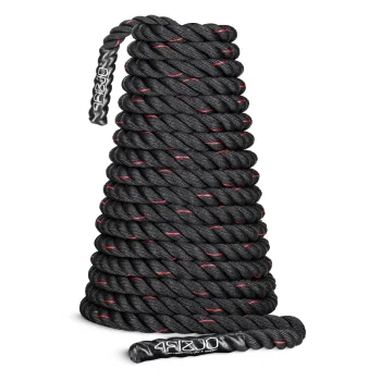 Treniņu virve 4FIZJO Power Battle Rope 15 m, melna