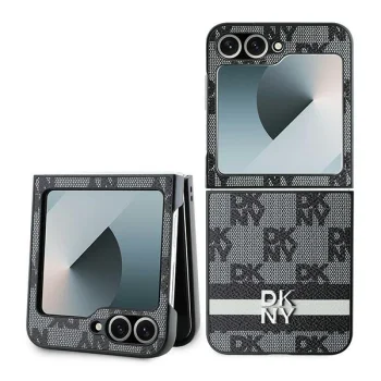 DKNY Checkered Pattern Printed Stripes vāciņš Samsung Galaxy Z Flip 6 Melns