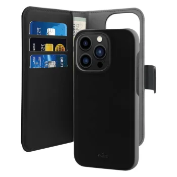 Puro Wallet Detachable MagSafe 2-in-1 atverams vāciņš iPhone 14 Pro Max, melns