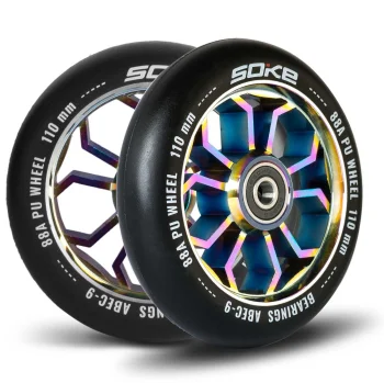Soke skrejriteņa riteņi 110 mm, ABEC 9, 2 gab., Rainbow