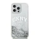 DKNY iPhone 15 Pro Max vāciņš Liquid Glitters Arch Logo, balts