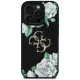 Guess Grained Roses Big 4G logo telefona vāciņš priekš iPhone 16 Pro 6.3\", melns