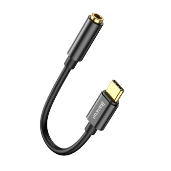 Baseus USB-C uz 3.5 mm AUX MiniJack Adapteris Kabelis Vads, Melns | Baseus USB-C to 3.5 mm Female Adapter