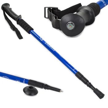 Nordic Walking un nūjošanas nūja ar kompasu, zila (1 gab.)