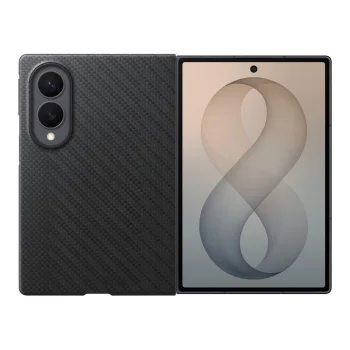 Samsung Carbon Magnet vāciņš Samsung Galaxy Z Fold 8 ar MagSafe un 2 aizsargplēvēm, melns