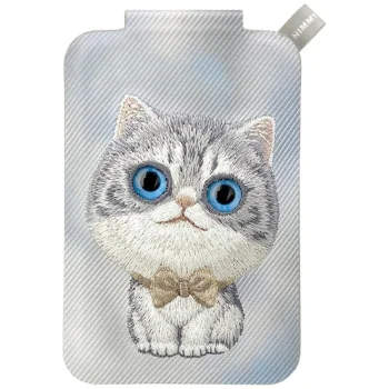 Nimmy New Big-Eye Cute Pets 2.0 Cat magnētiskais maciņš ar telefona statīvu, pelēks