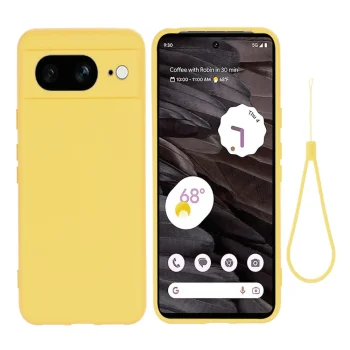 Google Pixel 8 Soft Liquid Silicone Anti-Scratch Protective Case Cover, Yellow | Telefona Vāciņš Maciņš Apvalks...