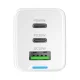 Wozinsky GaN tīkla lādētājs 65W, 2x USB-C / USB-A ar 65W USB-C kabeli, balts