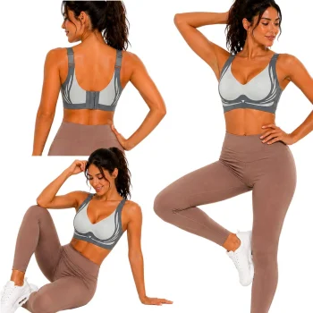 Sieviešu sporta krūšturis Push-Up bezvīļu, pelēks, izmērs XL